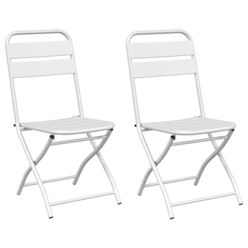 Sillas De Jardín Plegables 2 Uds Blanco Acero Cfw873389