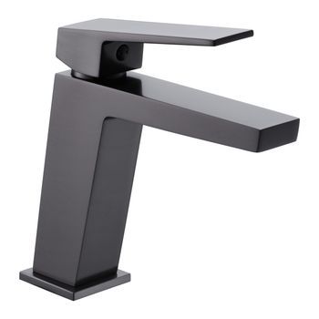 Grifo Monomando Lavabo Negro Gun Metal En Latón Y Zama Con Cartucho Cerámico