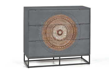Cómoda madera de mango y patas metal gris y marron