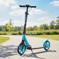 patinete plegable homcom aluminio metal 915x365x91-104 cm azul