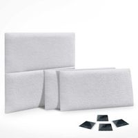 dhome juego de 4 paneles tapizados de lana ecologica pack autoadhesivos para pared acusticos absorbentes proteccion blanco 60x40cm x4