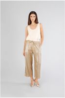 pantalon palazzo de lino chapado gold