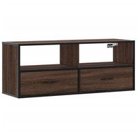 mueble tv madera ingenieria y metal marron roble 100x31x395 cm vidaxl