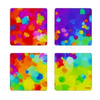 set de 4 posavasos  multicolor vaso  10 x 10 x 1 cm
