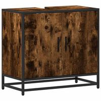 mueble de bano para lavabo roble ahumado 65x33x60 cm vidaxl