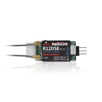 Radiolink R12DSE 2.4GHz 12CH SBUS/PPM DSSS y FHSS telemetría integrada en tiempo real receptor RC mini de doble antena s