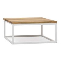 mesa de centro preston blanca 80x80x38cm con tablero de madera maciza de piezas tricolor box furniture