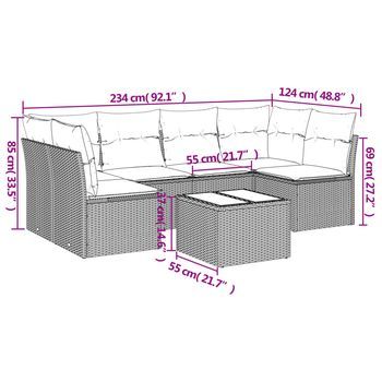 Conjunto De Sofás De Jardín Exterior (con Cojines, Combinación De 7 Piezas)