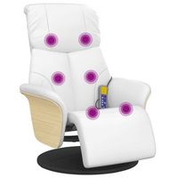sillon reclinable masaje con reposapies cuero sintetico blanco vidaxl