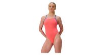 banador speedo club training tie back naranja azul  mujer