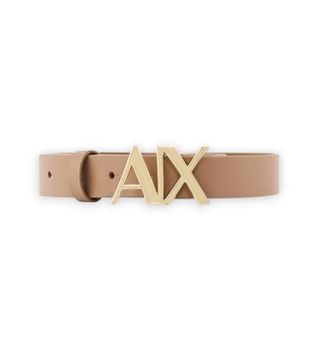 A|X Armani Exchange para mujer. 941125CC719U6299 Cinturón Logo marrón (80cm), Casual, Piel