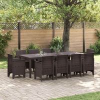 conjunto de comedor de jardin 11 uds marron polipropileno vidaxl