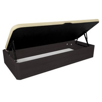 Canapé Abatible De Madera Con Apertura Lateral 90 X 190, Reforzado Gran Capacidad Con Montaje Incluido, Wengué