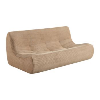 Sofá Envasado Al Vacío De Terciopelo De Pana, 3 Plazas, Beige Oscuro