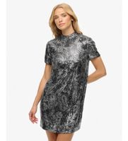 superdry para mujer w8012021a vestido sequin plateado xl plata fiesta poliester manga corta