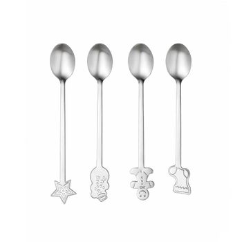 Cucharas plateadas nieve - lote de 4