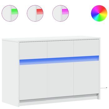 Mueble De Tv Con Led Madera De Ingeniería Blanco 91x34x61 Cm Vidaxl