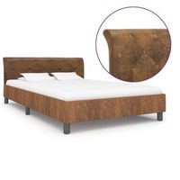 estructura de cama de piel de ante artificial marron 140x200 cm vidaxl