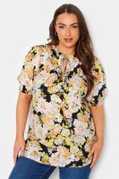 yours blusa negra y amarilla de flores mujer curvy y tallas grandes yours
