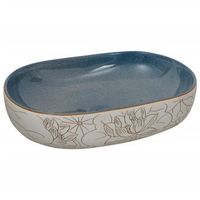 lavabo sobre encimera ovalado ceramica arena y azul 59x40x14 cm vidaxl
