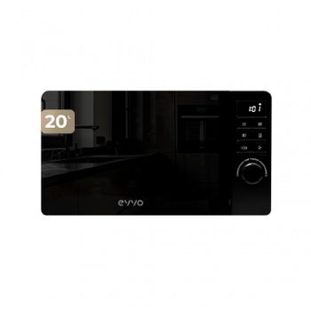 EVVO Microondas M20 Black - Horno Microondas Libre Instalación con Función Grill, 800W, Capacidad 20l, Display Digital, Panel Co