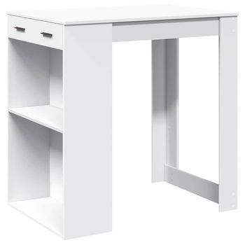 Mesa Alta De Bar Madera Ingeniería Blanca 102x70x103,5 Cm