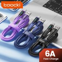 toocki 6a usb tipo c cable pd cable cargador de carga rapida pantalla digital cable usb c para iphone 17 16 macbook samsung xiaomi