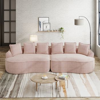 Sofá Modular De 4 Plazas, Chenilla, Espuma Sin Marco, Asientos Profundos, No Requiere Montaje, Color Rosa.