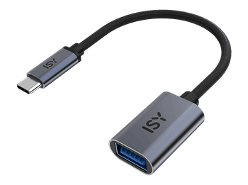 Cable adaptador - ISY IAD-1050, Universal, 15 cm, USB-A a USB-C, 5 Gbps, Gris/Negro