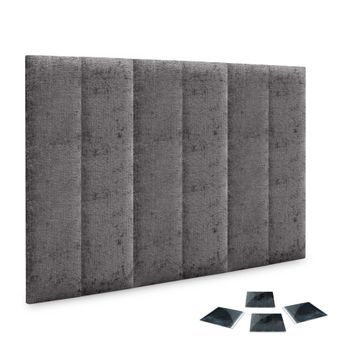 Dhome Juego De 6 Paneles Tapizados De Lana Ecológica Pack Autoadhesivos Para Pared Acústicos Absorbentes Protección (gris Oscuro, 60x20cm, X6)
