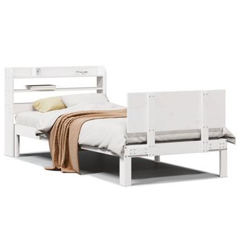Cama Individual | Cama De Adulto | Estructura De Cama Con Cabecero Sin Colchón Blanco 90x200 Cm