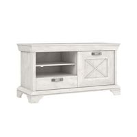 mueble tv de 120 cm karen estilo rustico moderno con puerta cajon y hueco en blanco pino