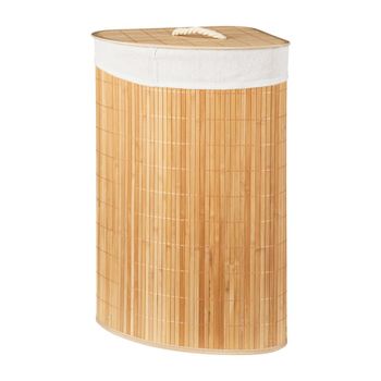 Cesta de ropa en bambú color natural de 60 cm