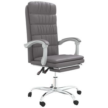 Silla De Oficina Reclinable Cuero Sintético Gris Vidaxl