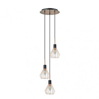 Colgante san petersburgo 3xe14 negro/cobre regx30x30 cm