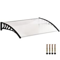 outsunny tejadillo de proteccion para puertas y ventanas marquesina de techo 150x90 cm en aleacion de aluminio transparente   aosom espana