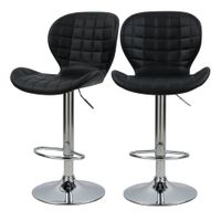 set de 2 sillas de bar ajustables 5374 cm en piel sintetica negra