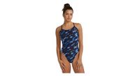 traje de bano tyr trinityfit durafast elite triadic azul  mujer