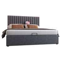 cama doble tapizada 140x200cm cabecero ajustable con led y usb c color gris