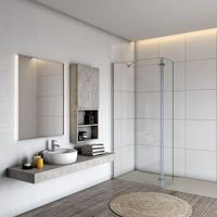aica walkin mampara panel de ducha 2 hojas con bisagra panel fijogiratorio vidrio antical 8mm con barra 70-120cm perfil cromado 78-8040x200cm