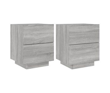 Vidaxl mesitas de noche luces led 2 uds madera ingeniería gris sonoma