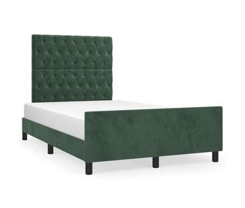 Estructura cama con cabecero terciopelo verde oscuro 120x200 cm diseño de botones