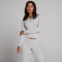 camiseta acanalada con botones para mujer de mp - gris moteado - xs