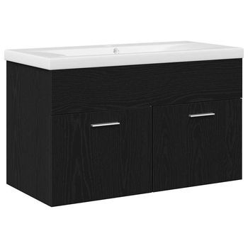 Mueble De Cuarto De Baño Roble Negro 80 X 38,5 X 46 Cm Vidaxl