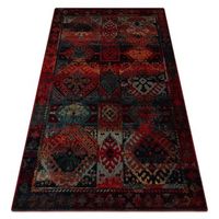 alfombra de lana omega avar marco diamantes oriental - rojo rubi 200x300 cm