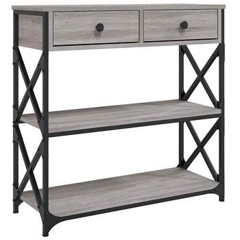 Mesa Consola | Mesa De Entrada | Mesa Auxiliar Madera De Ingeniería Gris Sonoma 75x28x75 Cm