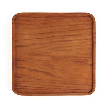 Plato de madera de teca en marrón 15x15x2 cm