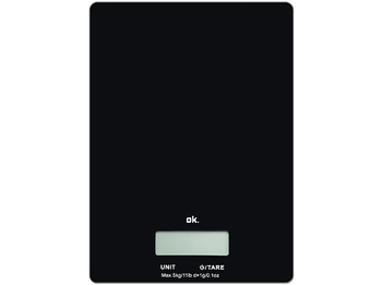 Balanza de cocina - ok. 3220, Peso máximo 5Kg, Display LCD, Apagado automático, Negro