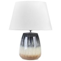 lampara de mesa de ceramica gris beige blanco 63 cm a mano pantalla conica cidra