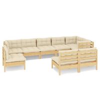 muebles de jardin 9 piezas y cojines madera maciza de pino vidaxl
